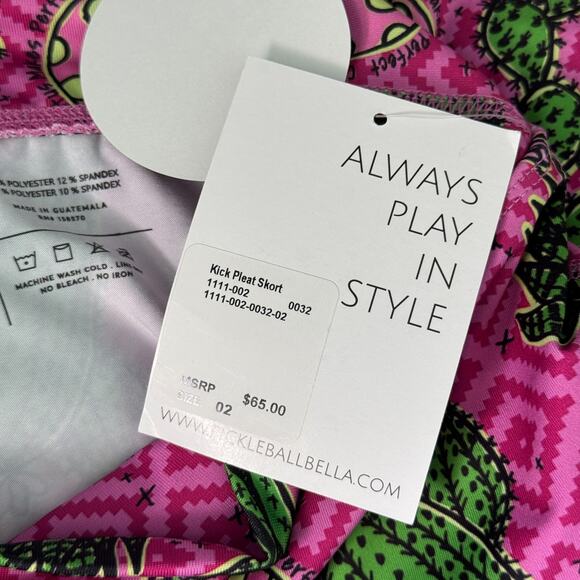 Pickleball Bella Kick Pleat Skort Women 2 Cactus Athletic Tennis NEW Medium Pink - Picture 7 of 10